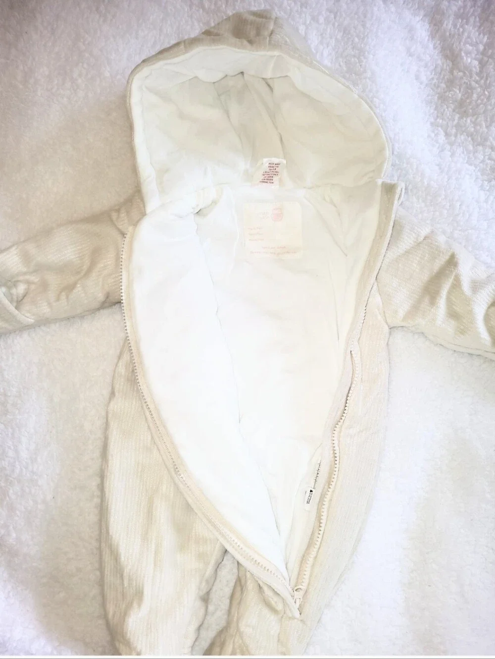 NWOT First Wish Cream Shimmer Baby Pram Winter Bunting Snowsuit Unisex 3-6 Month